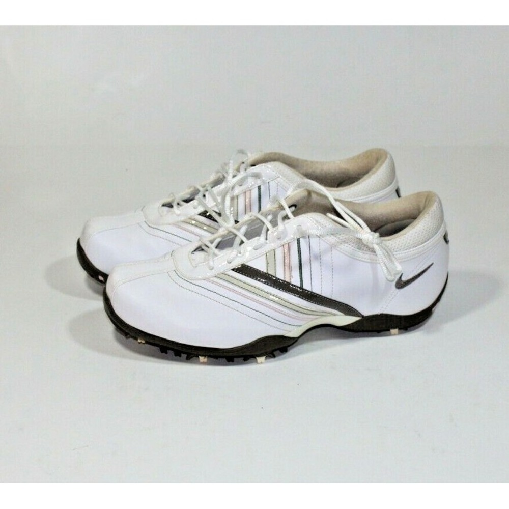 Nike TAC Power Channel golf shoe cleat White Gray 317473-122 Womens size 8W